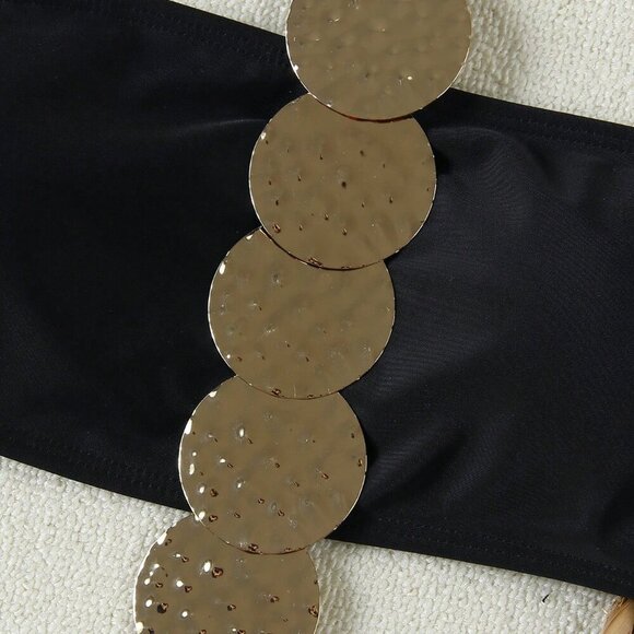 Black Once piece womens swimsuit vacation beach - Picture 4 of 5